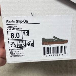 Vans Green Gum Skate Slip-On Loafers